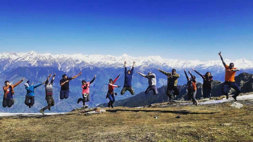 YHAI trekkers celebrating in the Himalayas