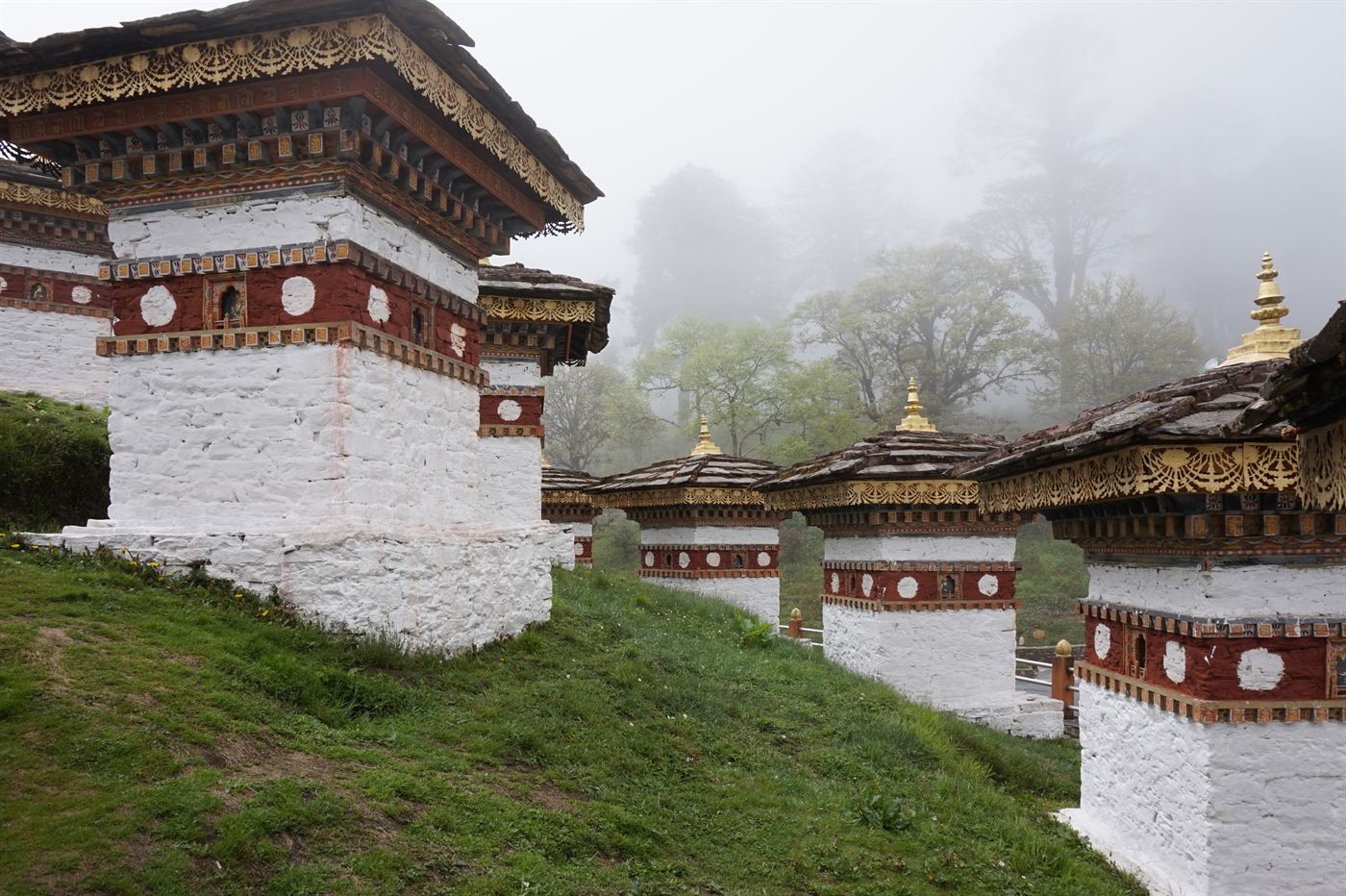 The 108 Druk Wangyal Chortens at Dochu La pass, Bhutan