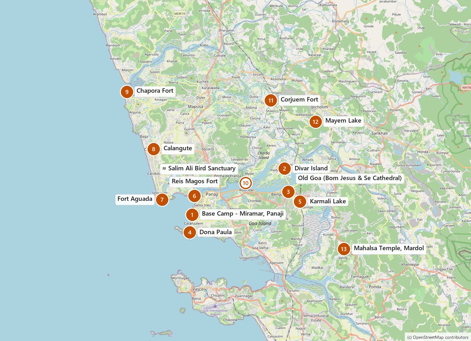 Route map for National Biking cum Training Expedition - Goa 2026-27 (By Goa State Branch)